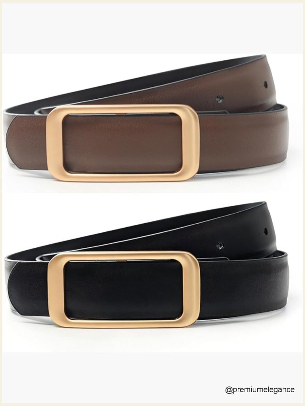 Reversible Genuine Leather Belt Thin Fashion Waist Belt with Buckle